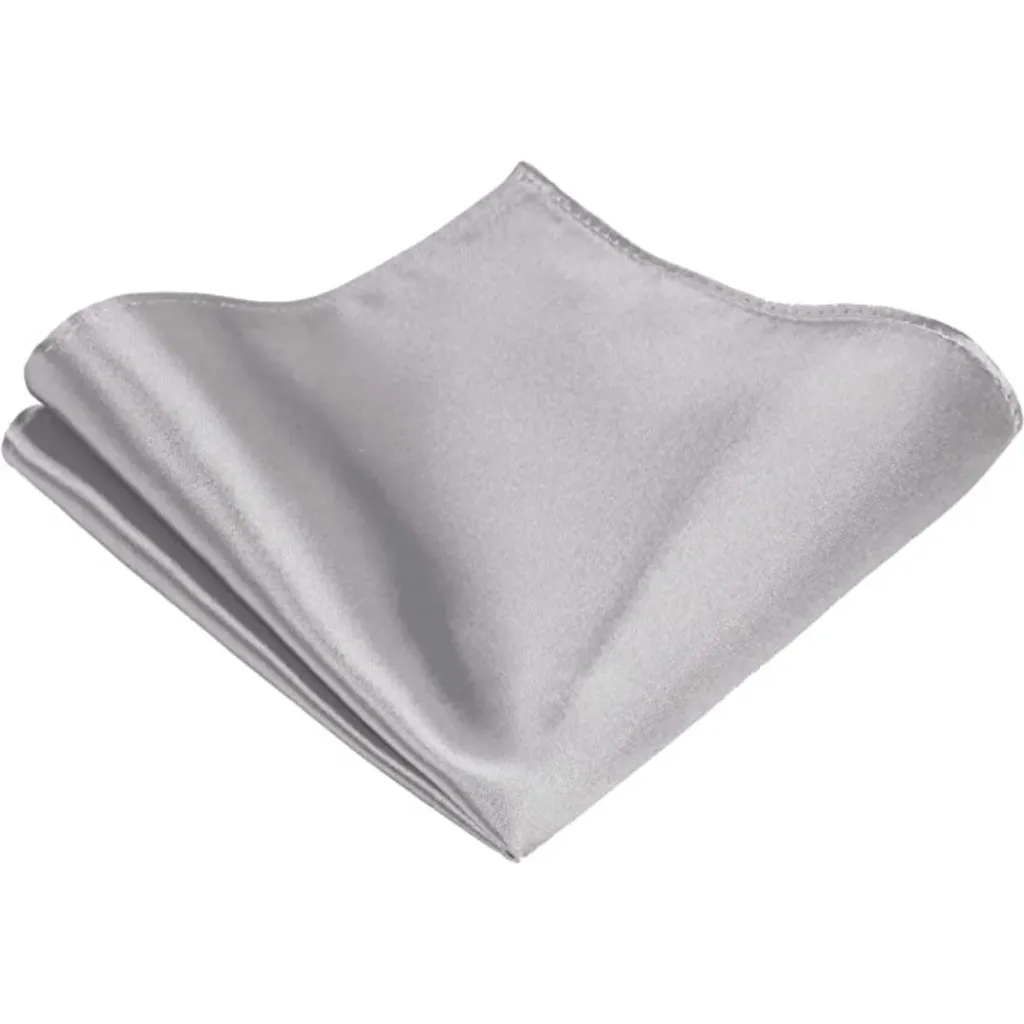 [VPS007] VOICI France Velvet Pocket Square for Men Silver Color