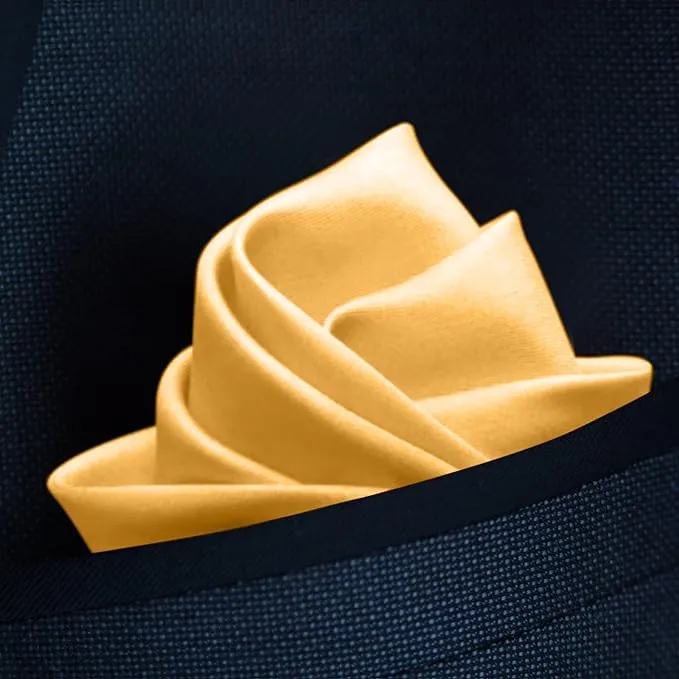 [VPS010] VOICI France Velvet Pocket Square for Men Dark Light Yellow Color