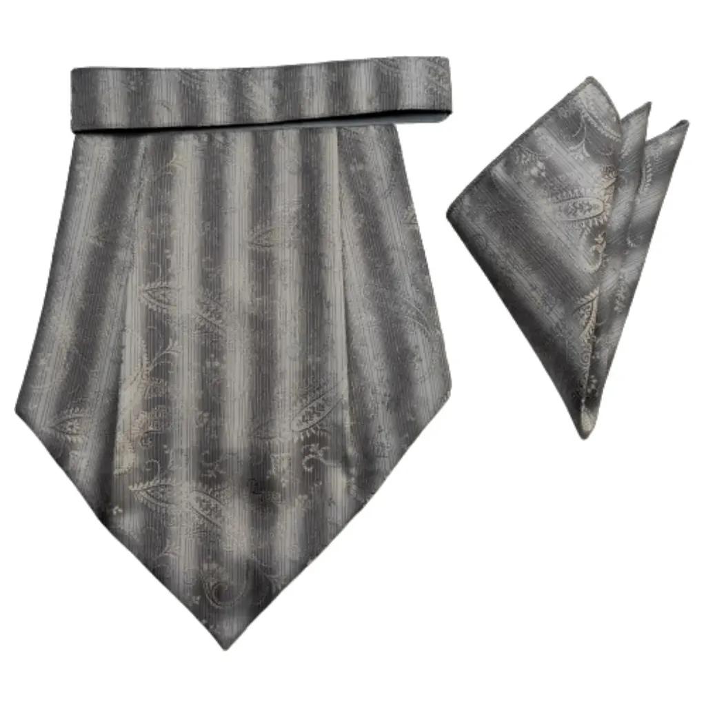 [VCR1098] VOICI France Mens Paisley Cravat ascot NeckTie Pocket Square Microfiber Fabric Free Size