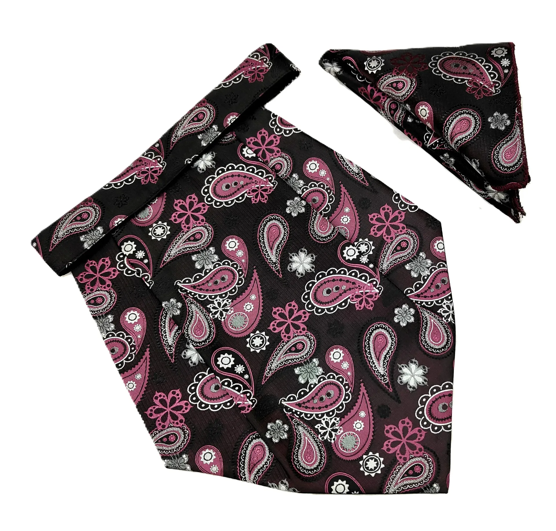 [VCR1836] VOICI France Mens Paisley Cravat ascot NeckTie Pocket Square Microfiber Fabric Free Size