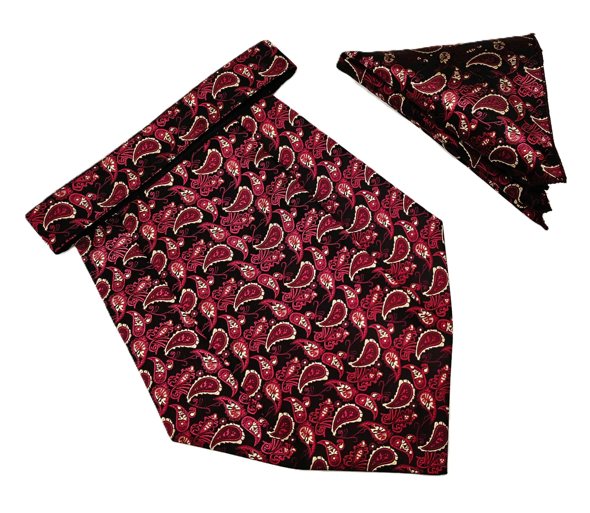 [VCR1849] VOICI France Mens Paisley Cravat ascot NeckTie Pocket Square Microfiber Fabric Free Size