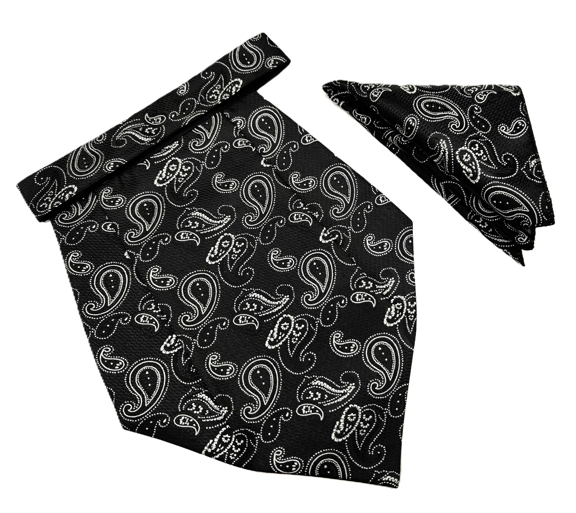 VOICI France Mens Paisley Cravat ascot NeckTie Pocket Square Microfiber Fabric Free Size