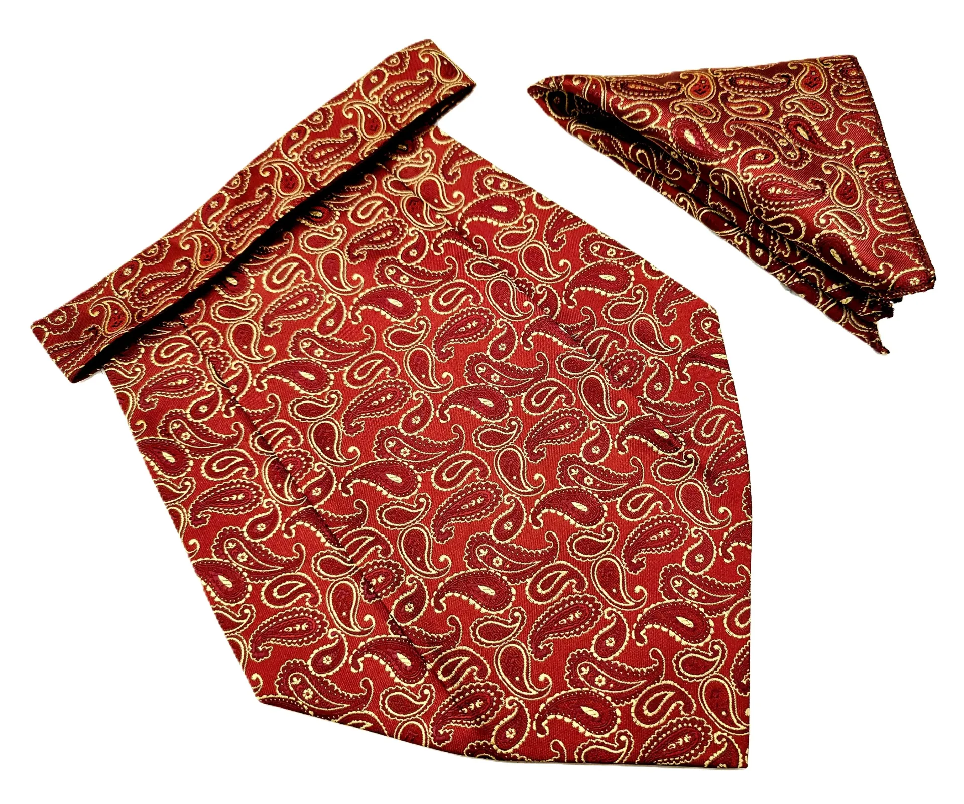[VCR1869] VOICI France Mens Paisley Cravat ascot NeckTie Pocket Square Microfiber Fabric Free Size
