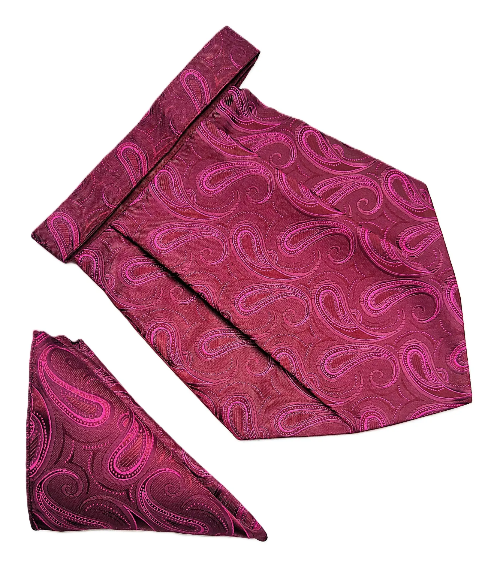 [VCR2068] VOICI France Mens Paisley Cravat ascot NeckTie Pocket Square Microfiber Fabric Free Size