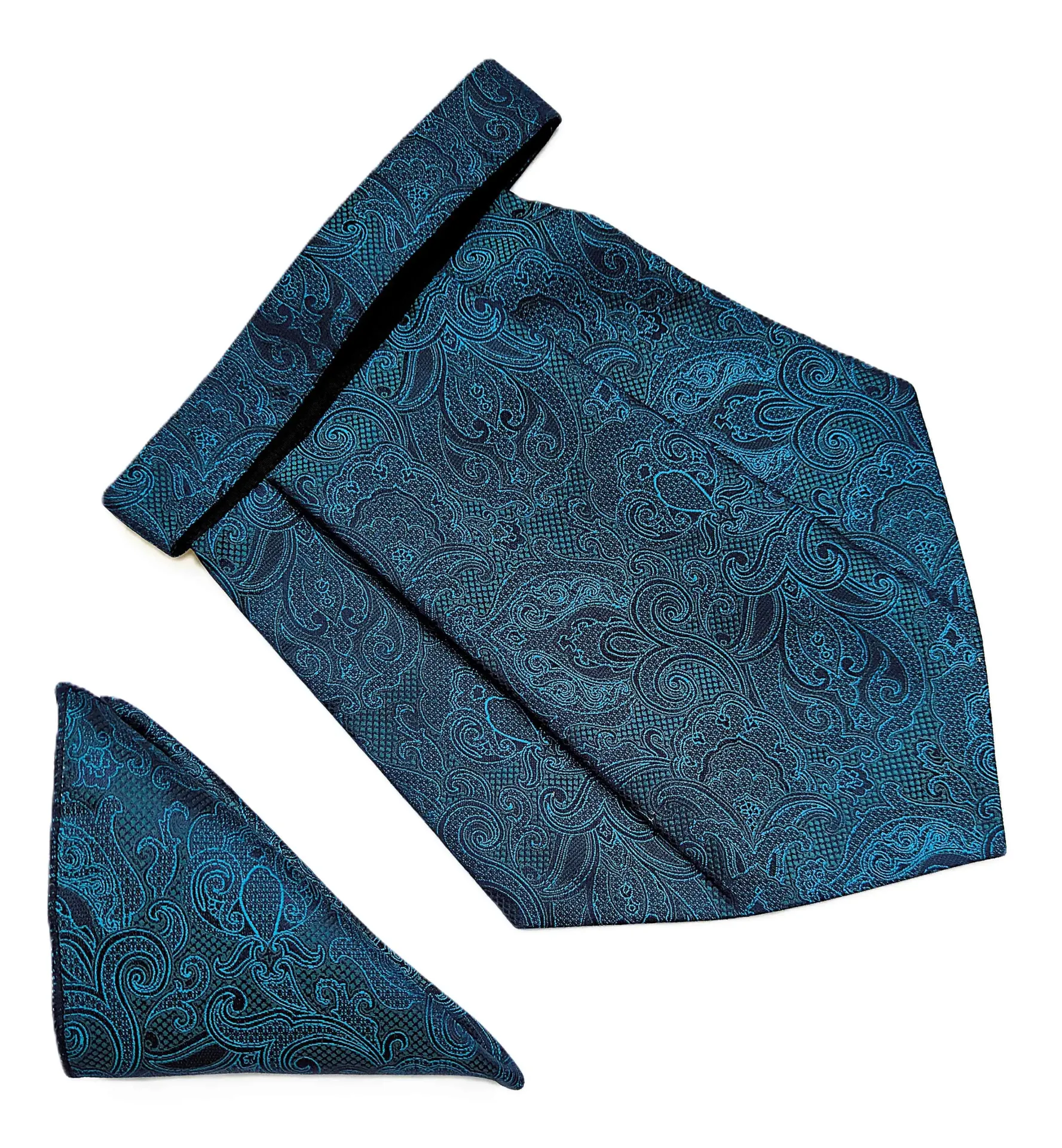 [VCR2070] VOICI France Mens Paisley Cravat ascot NeckTie Pocket Square Microfiber Fabric Free Size