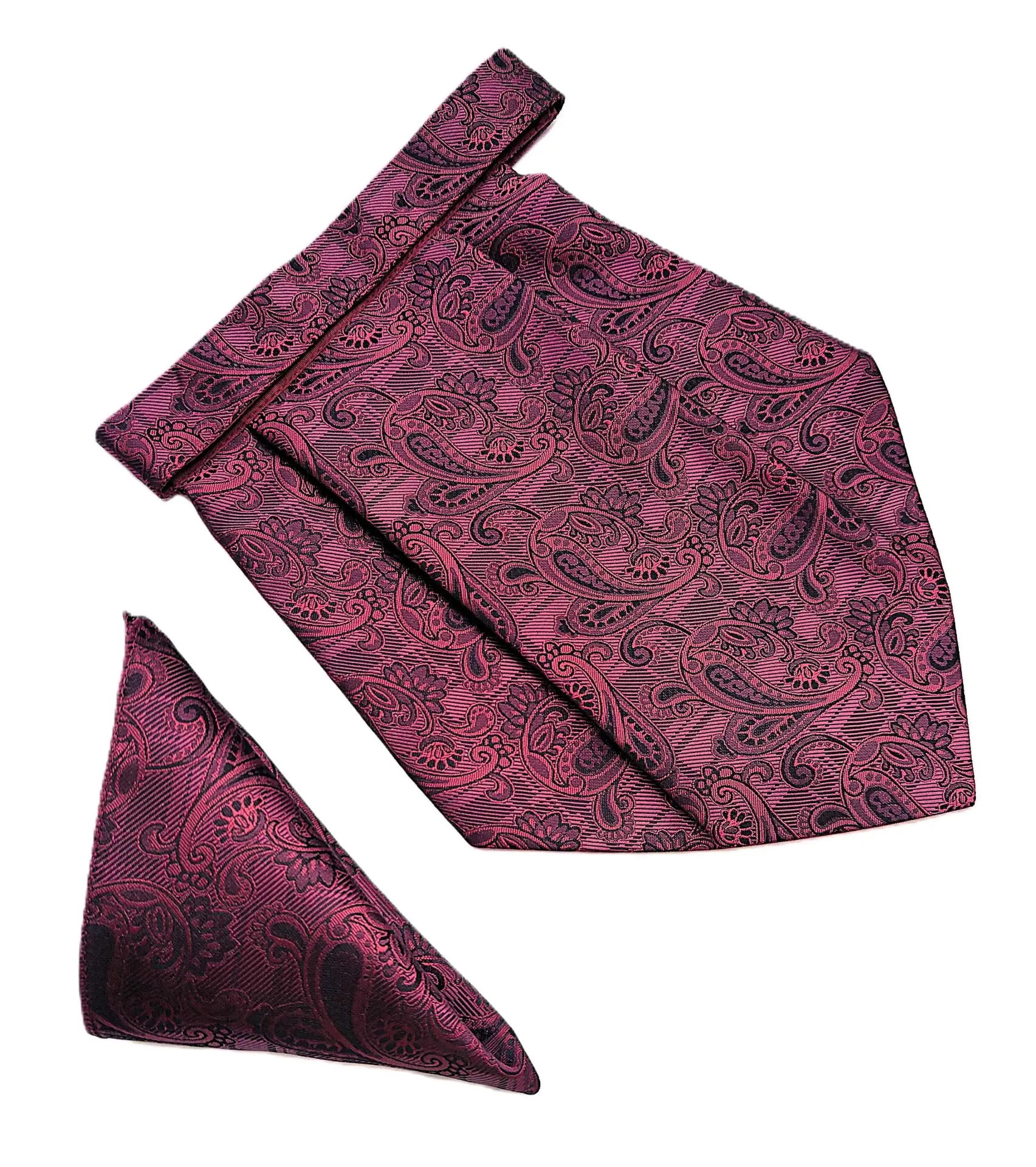 VOICI France Mens Paisley Cravat ascot NeckTie Pocket Square Microfiber Fabric Free Size