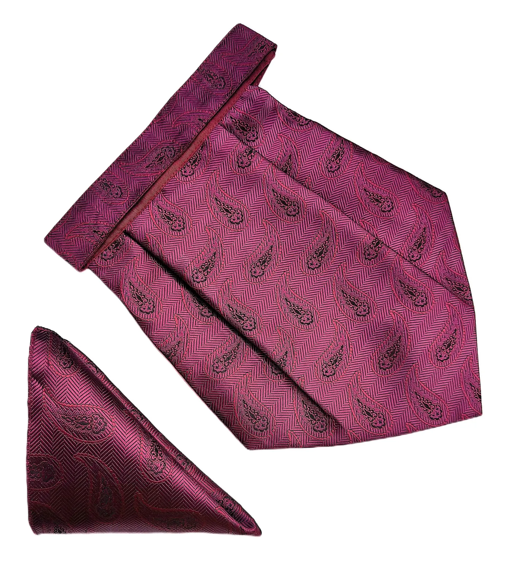 VOICI France Mens Paisley Cravat ascot NeckTie Pocket Square Microfiber Fabric Free Size