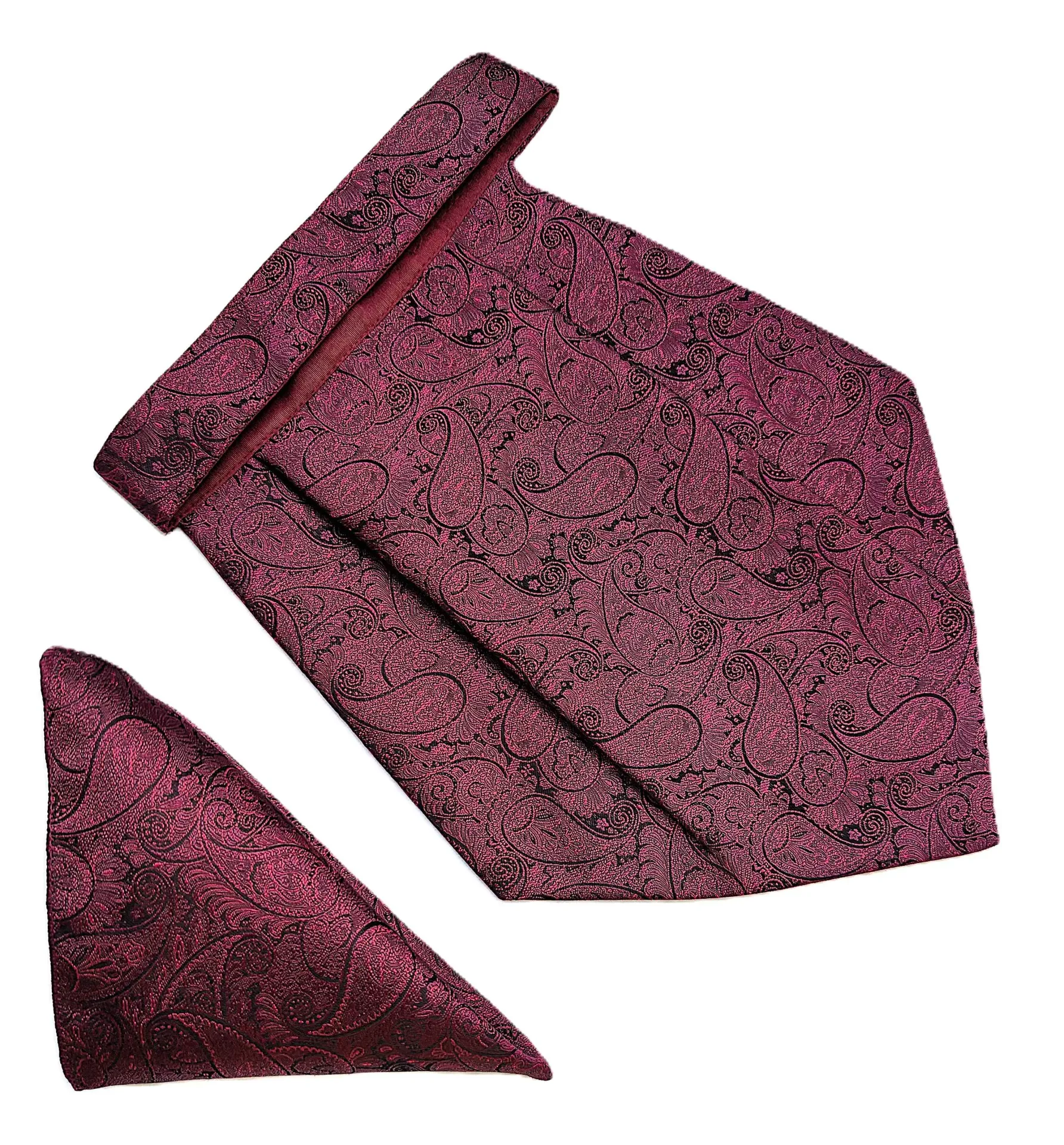 VOICI France Mens Paisley Cravat ascot NeckTie Pocket Square Microfiber Fabric Free Size