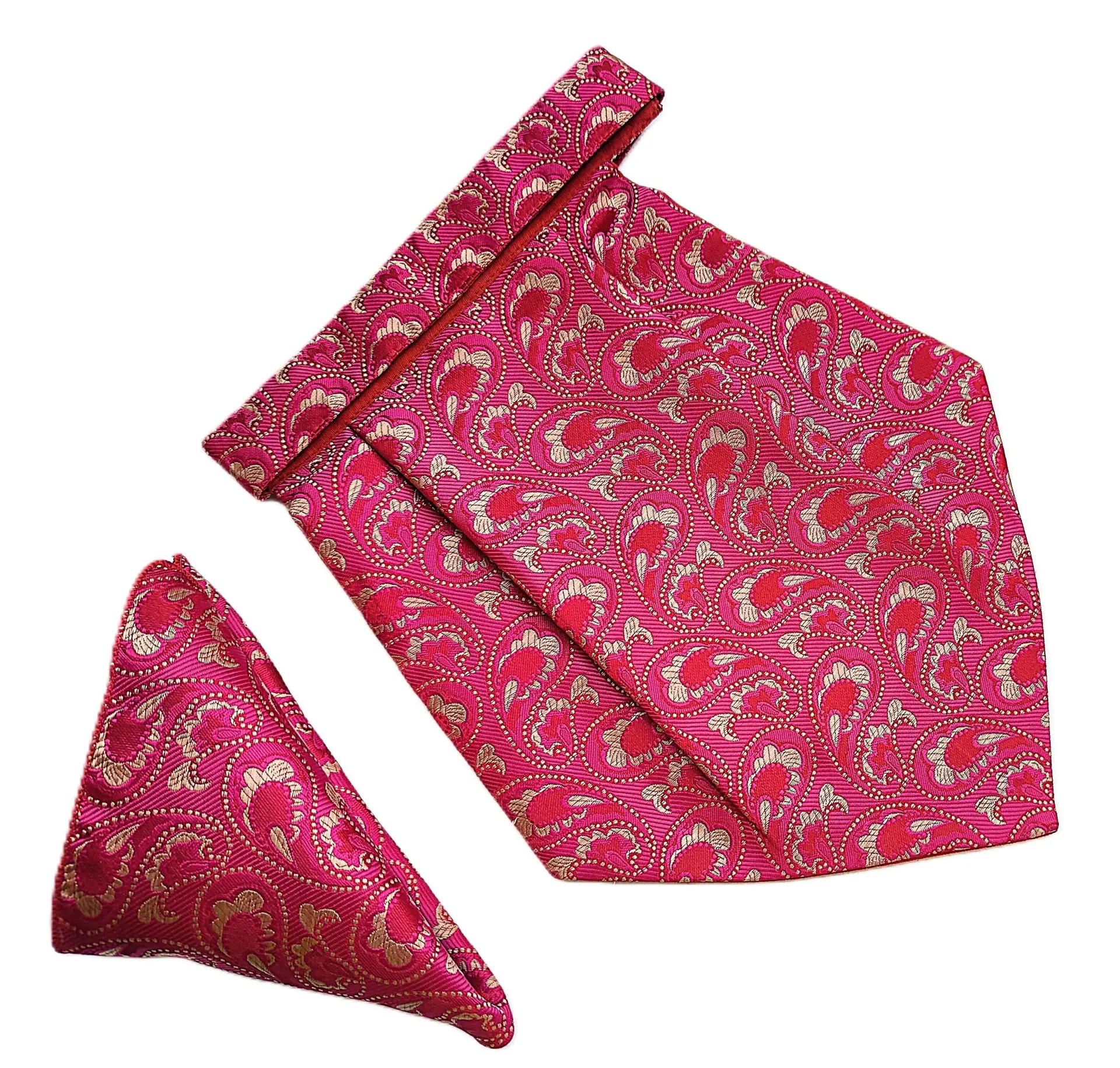 VOICI France Mens Paisley Cravat ascot NeckTie Pocket Square Microfiber Fabric Free Size