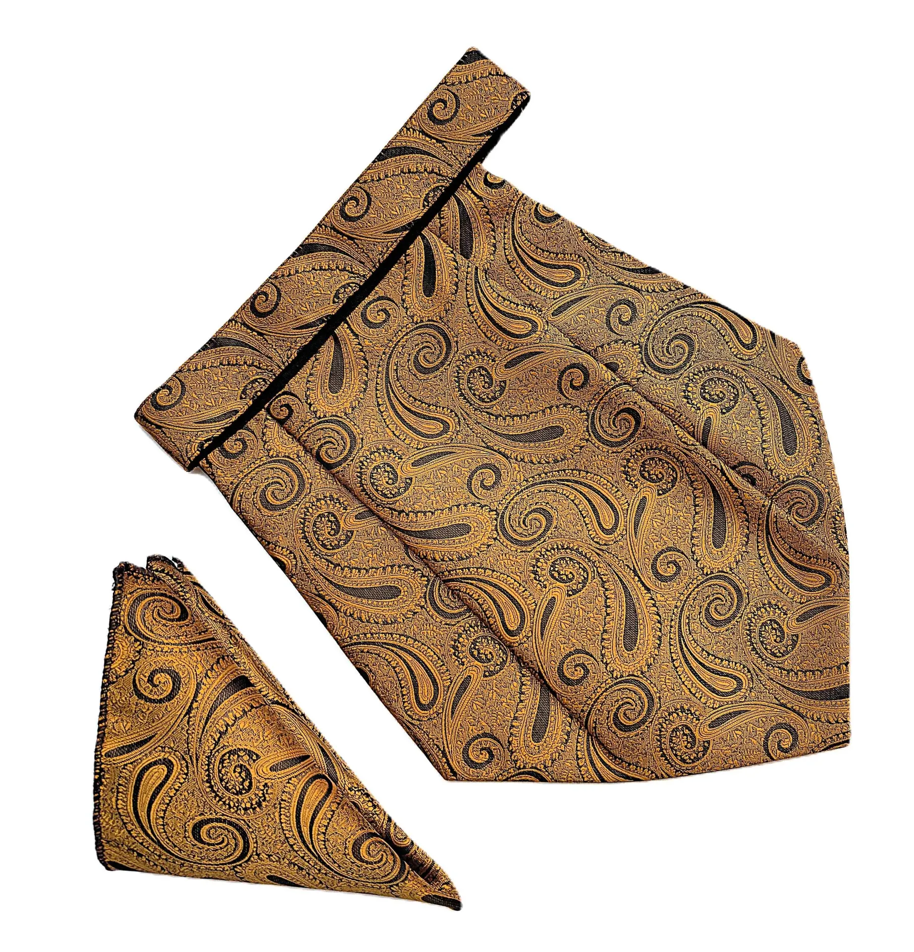 VOICI France Mens Paisley Cravat ascot NeckTie Pocket Square Microfiber Fabric Free Size