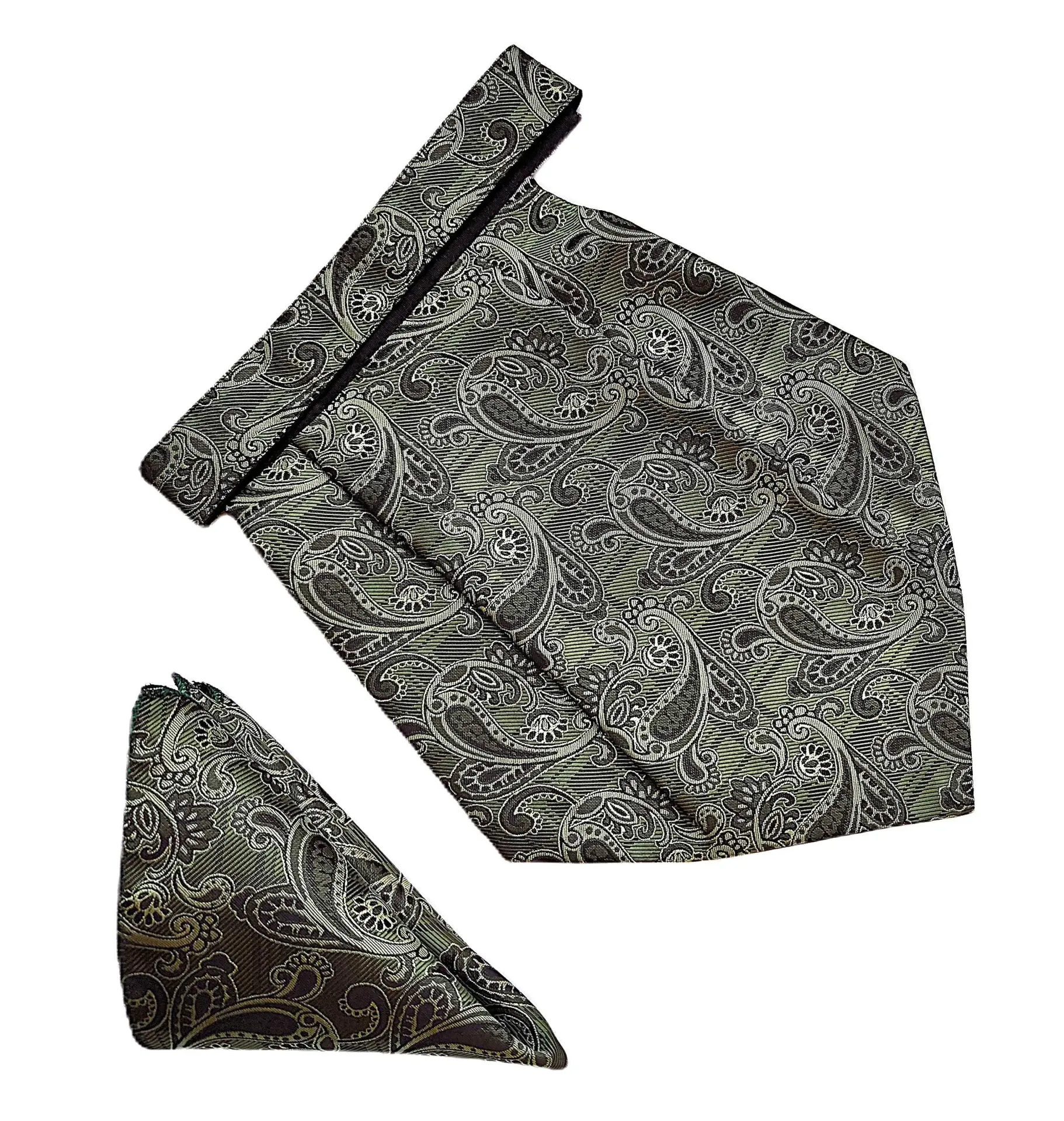 [VCR2086] VOICI France Mens Paisley Cravat ascot NeckTie Pocket Square Microfiber Fabric Free Size
