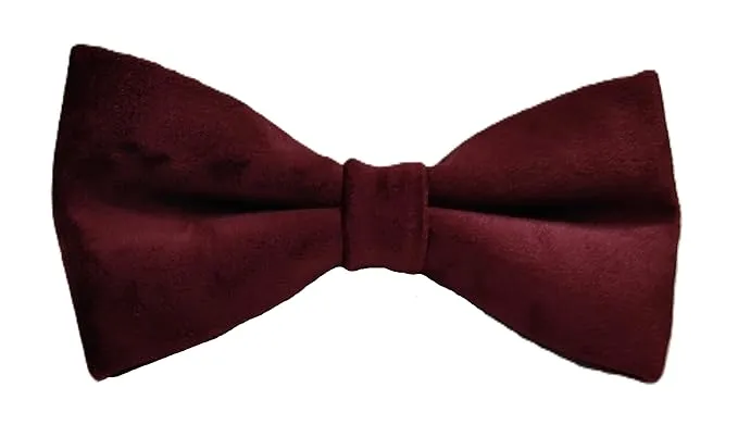 Mens Bow Tie pure silky velvet fabric Maroon Burgundy color adjustable bend free Size