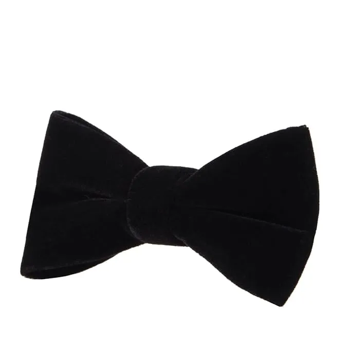 Voici France Mens Bow Tie pure silky velvet fabric Black color adjustable bend free Size
