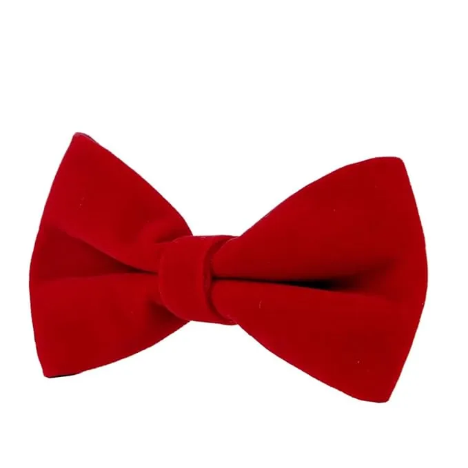 Mens Bow Tie pure silky velvet fabric red color adjustable bend free Size