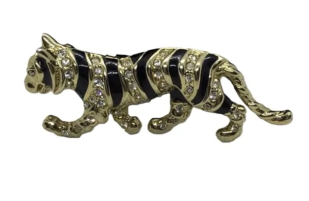 Voici France Men's & Women's Lapel Pin Brooch Tie Pin Boutonniere Stick Brooch for Suits tuxedo jaguar stone studded Silver golden black color Free size