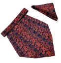 VOICI France Mens Paisley Cravat ascot NeckTie Pocket Square Microfiber Fabric Free Size (Red blue)