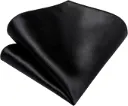 Black Color Men's Pocket Square Pure Satin Free Size