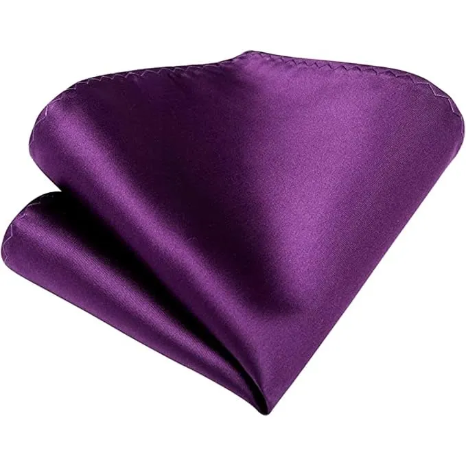 VOICI France Men's Pocket Square handkerchief soiled and Paisley Self-Design Satin Free Size (Purple)